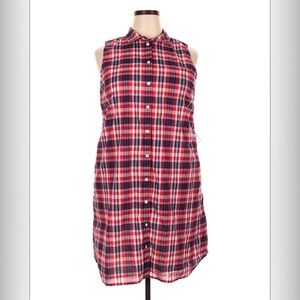 J Crew Plaid Sleeveless Shirt Dress